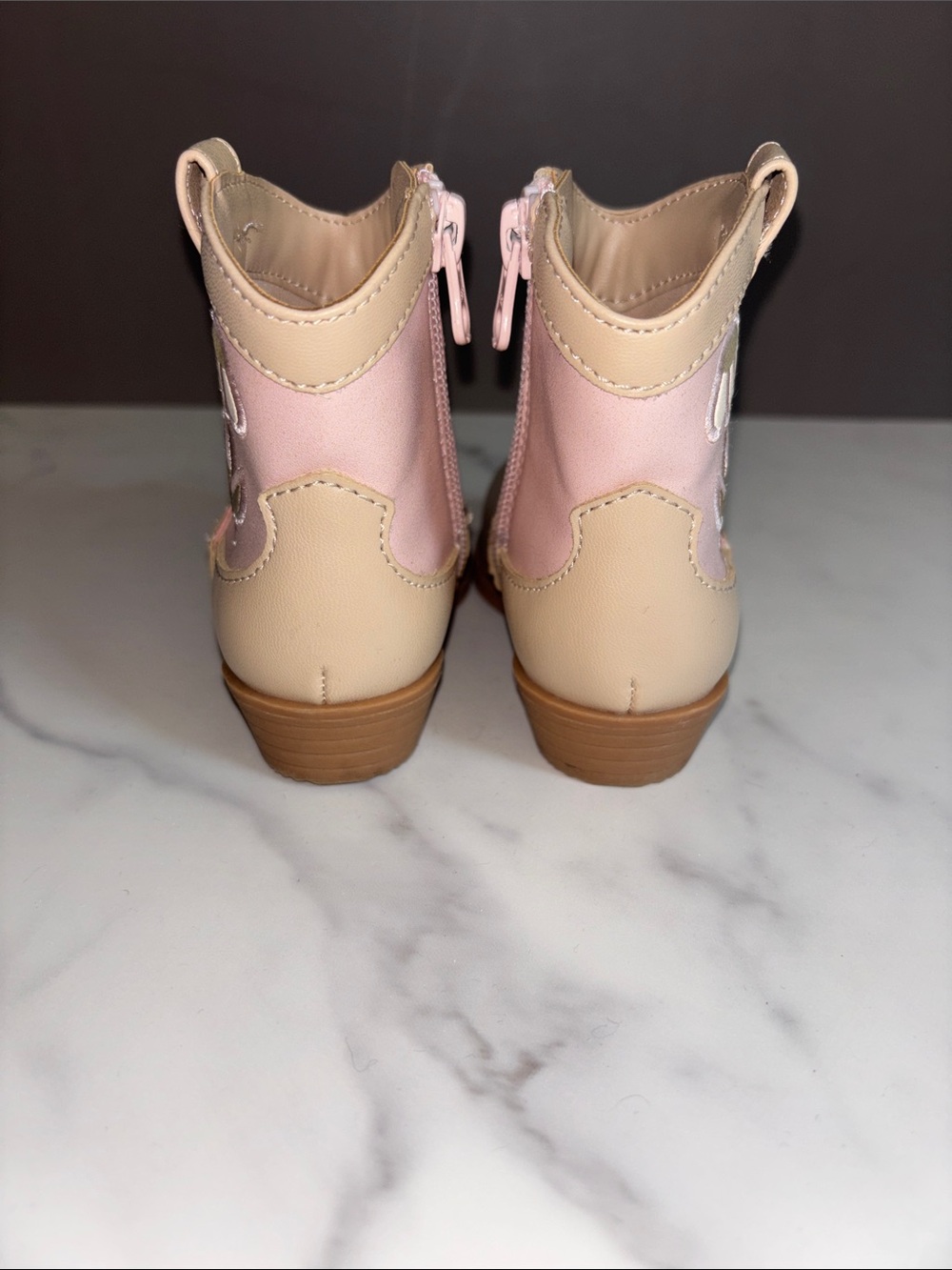 Cat & Jack Pink & Cream Floral Toddler Cowboy Boots - Picture 4 of 6